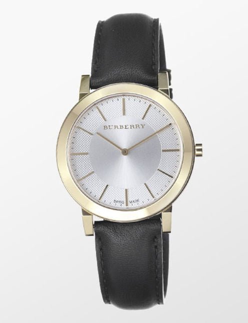 Burberry The City Gold Dial Black Leather Strap Watch for Men - BU2353