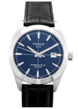 Tissot Gentleman Powermatic 80 Silicium Blue Dial Black Leather Strap Watch For Men - T127.407.16.041.01