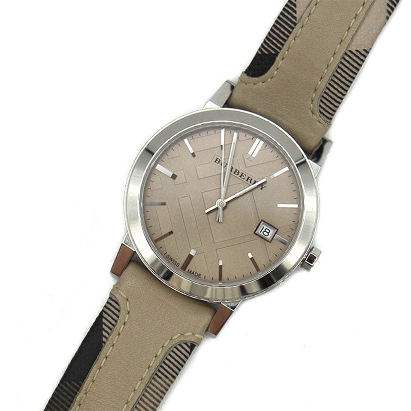 Burberry The City Beige Dial Tan Leather Strap Watch for Women - BU9021