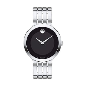 Movado Esperanza 39mm Black Dial Silver Steel Strap Watch For Men - 0607057