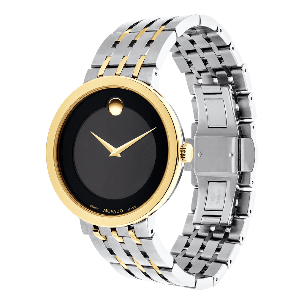 Movado Museum Esperanza Black Dial Two Tone Steel Strap Watch For Men - 0607058