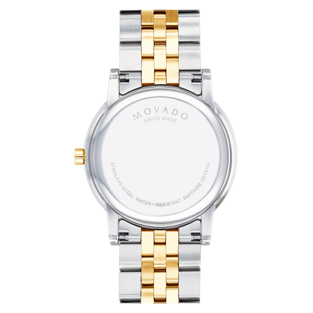 Movado Museum Classic Diamonds Black Dial Two Tone Steel Strap Watch for Men - 0607202