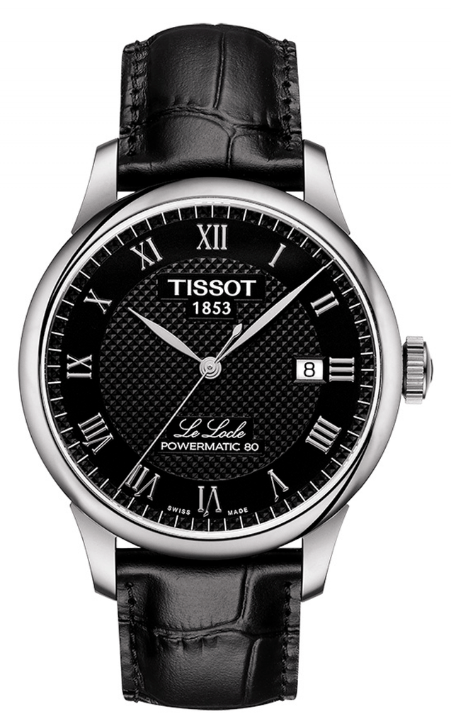Tissot Le Locle Powermatic 80 Black Dial Black Leather Strap Watch For Men - T006.407.16.053.00