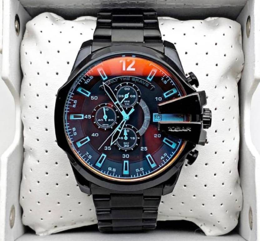 Diesel Mega Chief Chronograph Black Dial Black Steel Strap Watch For Men - DZ4318