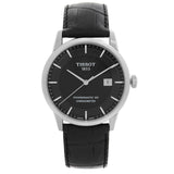 Tissot T Classic Luxury Powermatic 80 Black Dial Black Leather Strap Watch For Men - T086.408.16.051.00