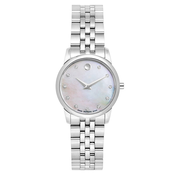 Movado Museum Classic Mother of Pearl Dial Silver Steel Strap Watch For Women - 0606612