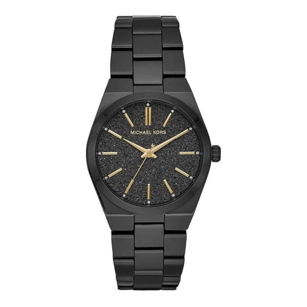 Michael Kors Channing Quartz Black Dial Black Steel Strap Watch For Women - MK6625