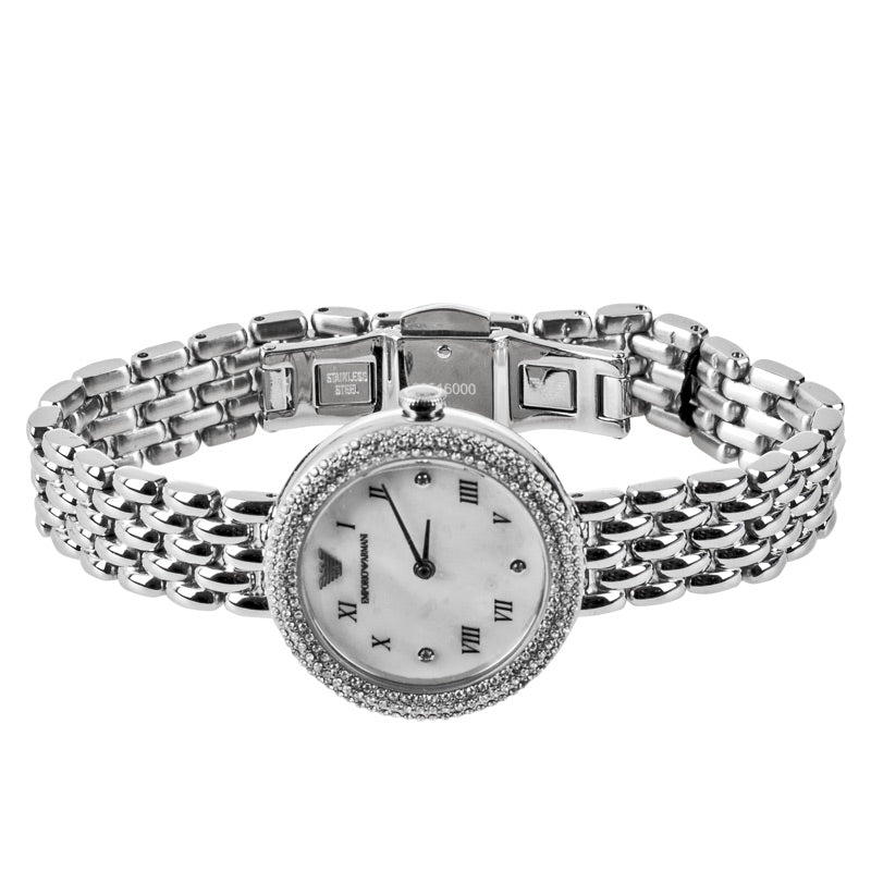 Emporio Armani Rosa Quartz White Dial Silver Steel Strap Watch For Women - AR11354