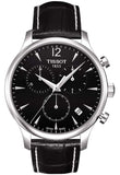 Tissot T Classic Tradition Chronograph Black Dial Black Leather Strap Watch For Men - T063.617.16.057.00