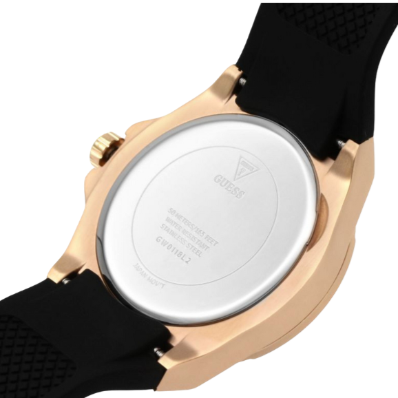 Guess Venus Diamonds Black Dial Black Rubber Strap Watch for Women - GW0118L2