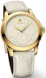Gucci G Timeless Quartz White Dial White Leather Strap Watch For Women - YA126580A