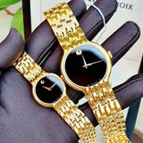 Movado Veturi Quartz Black Dial Gold Steel Strap Watch for Men - 0606934