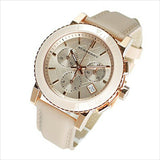 Burberry Chronograph Rose Gold Dial Beige Leather Strap Watch for Women - BU9704