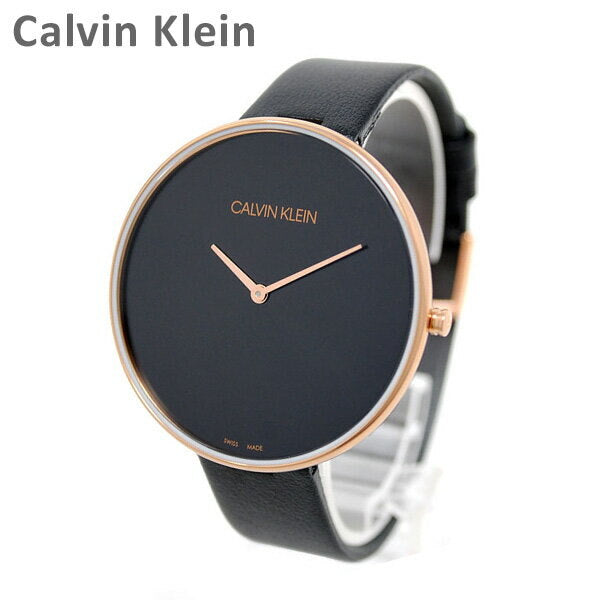 Calvin Klein Full Moon Black Dial Black Leather Strap Watch for Women - K8Y236C1