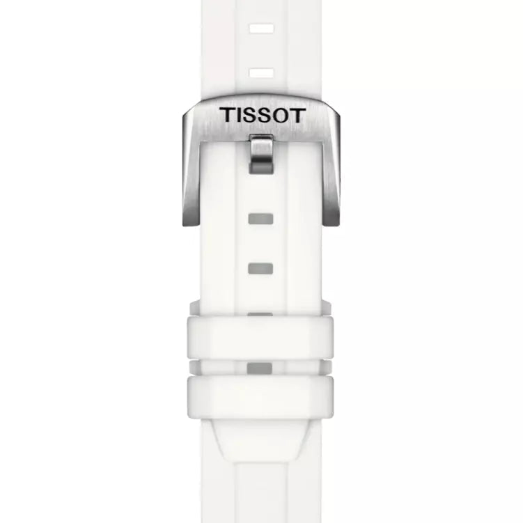 Tissot Seastar 1000 Mother of Pearl White Dial White Rubber Strap Watch for Women - T120.210.17.116.00