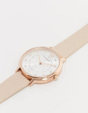 Emporio Armani Kappa Rose Gold & White Dial Beige Nude Leather Strap Watch For Women - AR2510