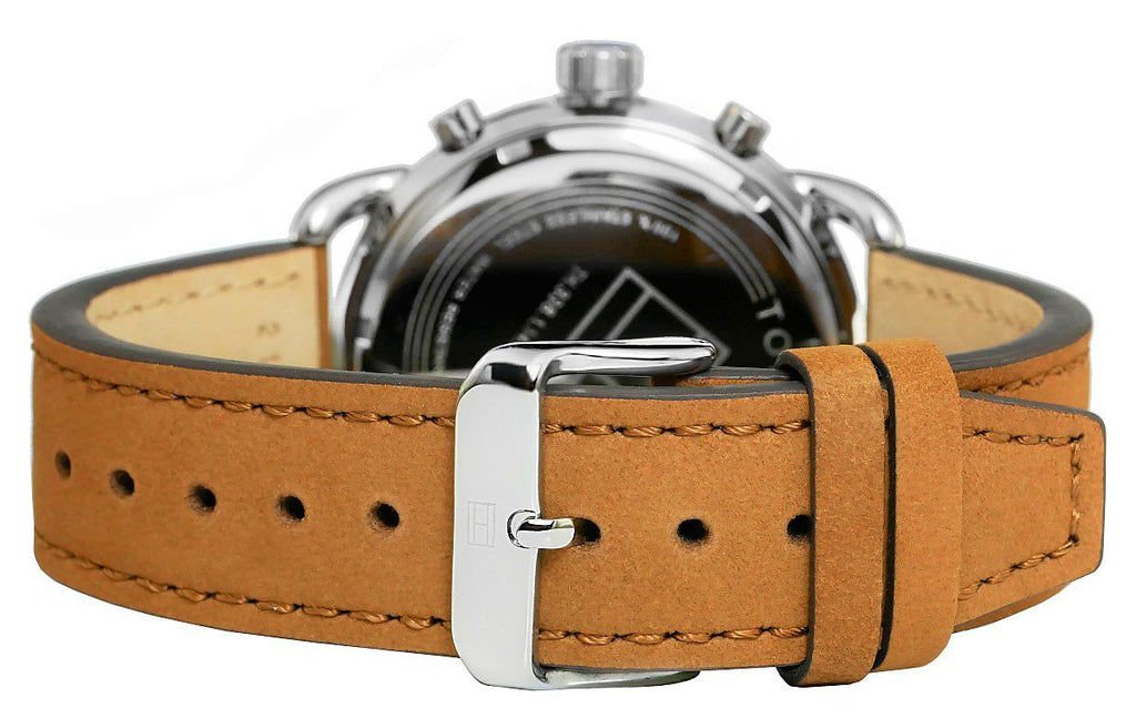 Tommy Hilfiger Briggs Chronograph Blue Dial Brown Leather Strap Watch for Men - 1791424