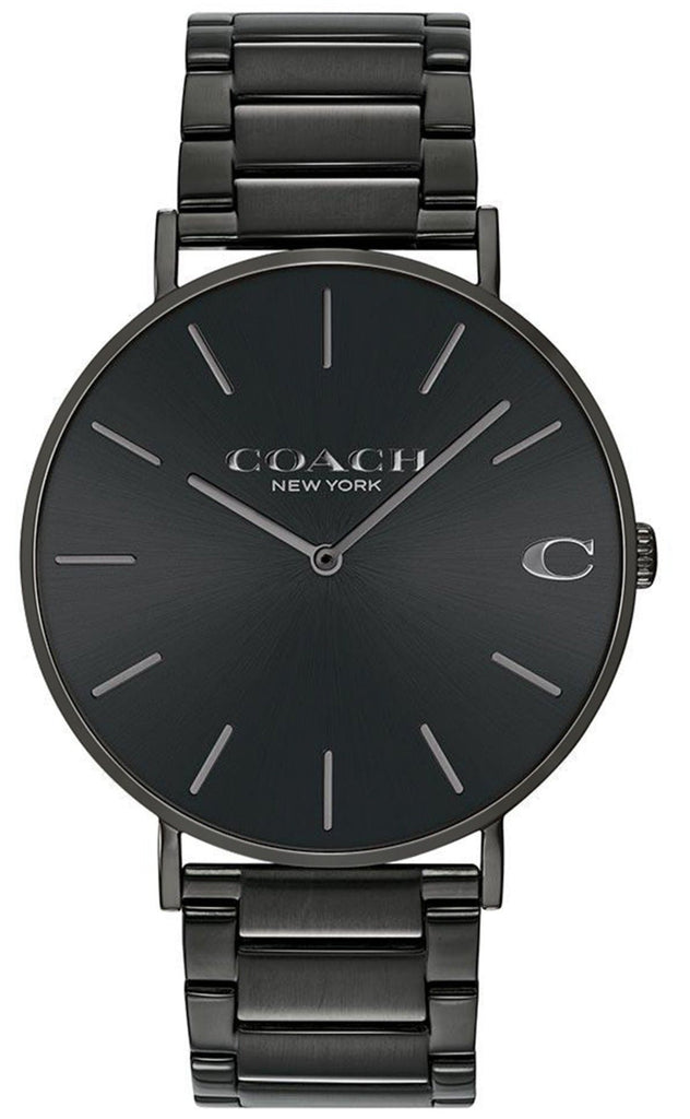 Coach Charles Black Dial Black Steel Strap Watch for Men - 14602431