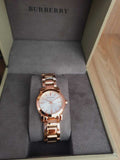 Burberry The City White Dial Rose Gold Steel Strap Watch for Women - BU9004