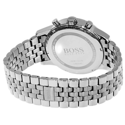 Hugo Boss Aeroliner Chronograph White Dial Silver Steel Strap Watch For Men - 1512445