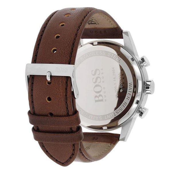 Hugo Boss Navigator White Dial Brown Leather Strap Watch for Men - 1513495