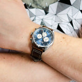 Hugo Boss Pioneer Chronograph Blue Dial Brown Leather Strap Watch For Men - 1513709