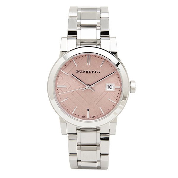 Burberry The City Pink Dial Silver Steel Strap Watch for Women - BU9124