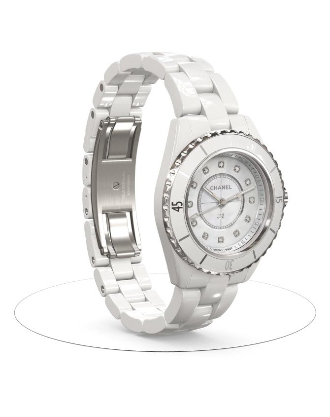 Chanel J12 Quartz Diamonds White Dial White Steel Strap Watch for Women - J12 H5703