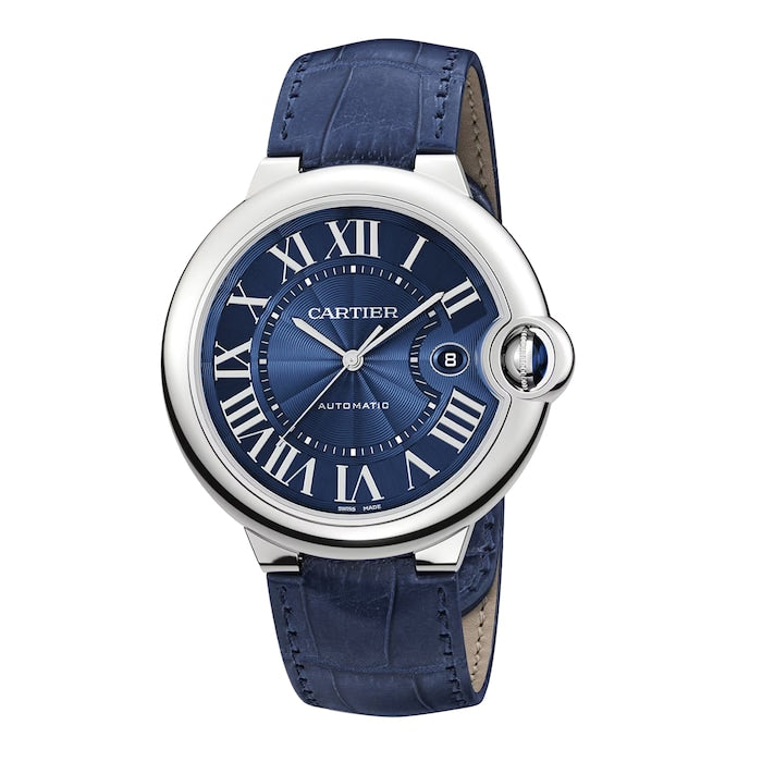 Cartier Ballon Bleu De Cartier Blue Dial Blue Leather Strap Watch for Men - WSBB0027