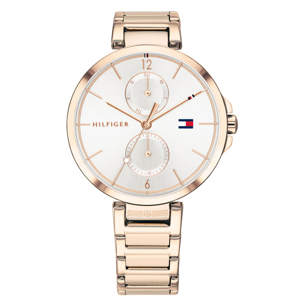 Tommy Hilfiger Angela Quartz White Dial Rose Gold Steel Strap Watch for Women - 1782124