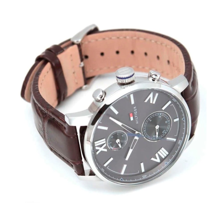 Tommy Hilfiger Aiden Quartz Black Dial Brown Leather Strap Watch for Men - 1791309