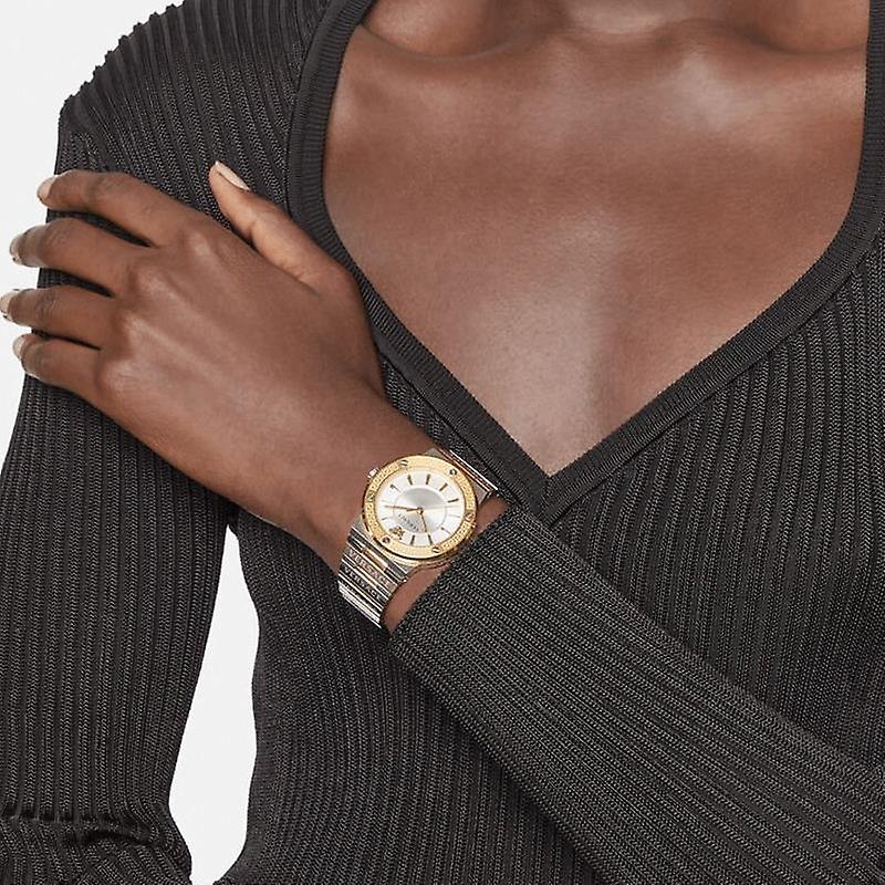 Versace Hellenyium Green Dial Two Tone Steel Strap Watch for Women - VEVH00620