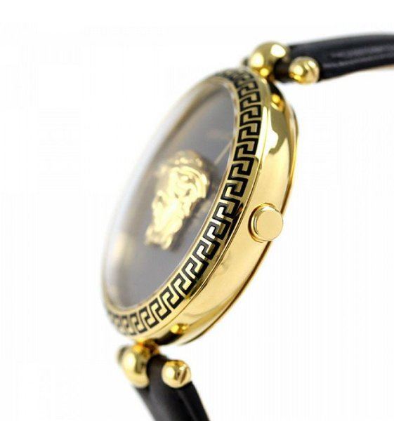 Versace Palazzo Empire Black Dial Black Leather Strap Watch for Women - VCO020017