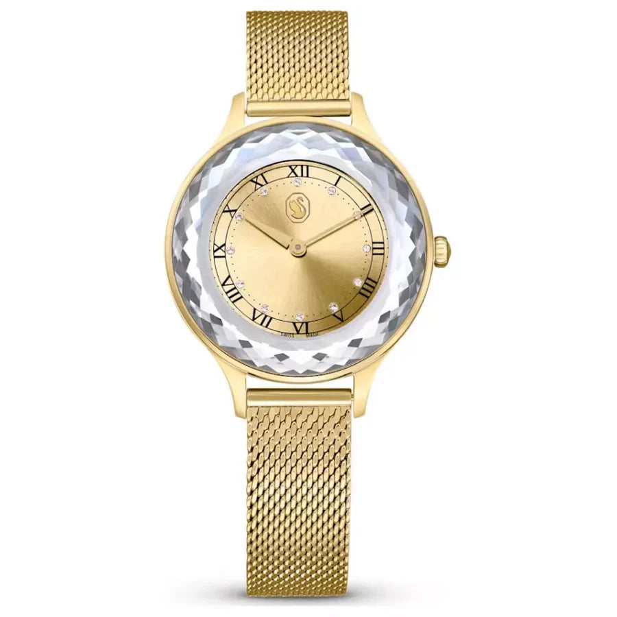 Swarovski Octea Nova Analog Gold Dial Gold Mesh Strap Watch for Women - 5649993