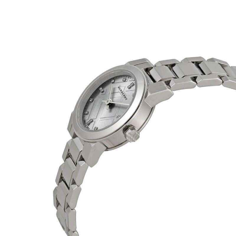 Burberry The City Silver Diamonds Dial Silver Steel Strap Watch for Women - BU9230