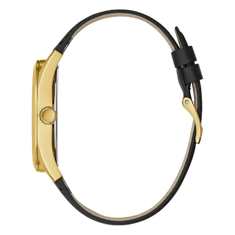 Guess Multifunction Chronograph Green Dial Black Leather Strap Watch For Men - GW0389G7