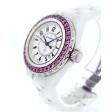 Chanel J12 Sapphire Bezel Ceramic White Dial White Steel Strap Watch for Women - J12 H2010
