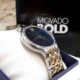 Movado Veturi Quartz Black Dial Two Tone Steel Strap Watch for Men - 0606932
