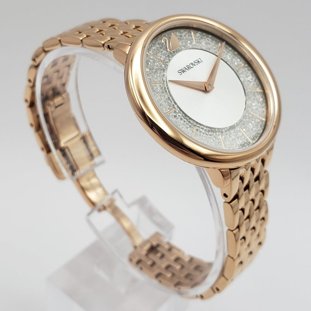 Swarovski Crystalline Chic Analog Silver Dial Rose Gold Steel Strap Watch for Women - 5544590