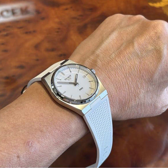 Tissot PRX 40 Quartz White Dial White Leather Strap Watch For Men -  T137.410.17.011.00