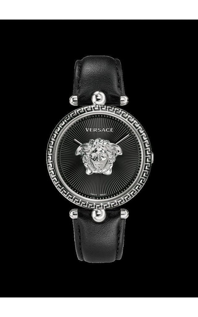 Versace Palazzo Empire Black Dial Black Leather Strap Watch for Women - VCO060017