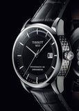 Tissot T Classic Luxury Powermatic 80 Black Dial Black Leather Strap Watch For Men - T086.408.16.051.00