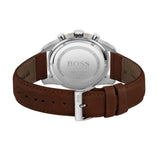 Hugo Boss Skymaster White Dial Brown Leather Strap Watch for Men - 1513786