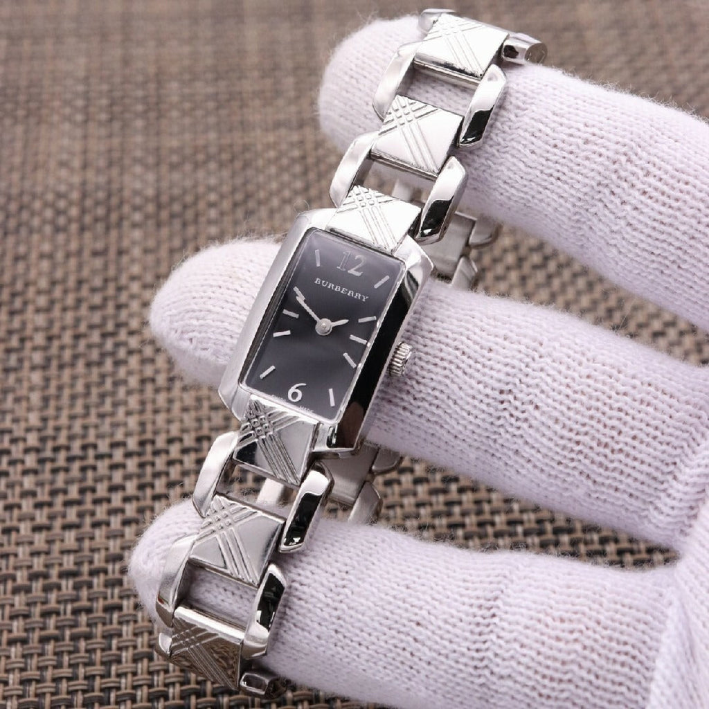 Burberry Signature Quartz Black Dial Silver Steel Strap Watch for Women - BU4210