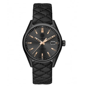Tag Heuer Carrera Special Edition Black Dial Black Leather Strap Watch for Women - WAR1113.FC6392