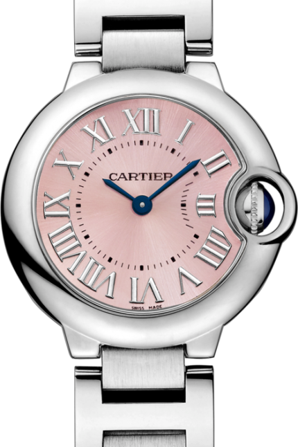 Cartier Ballon Bleu de Cartier Pink Dial Silver Steel Strap Watch for Women - W6920038