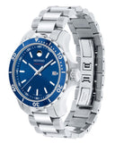 Movado Series 800 Blue Dial Silver Steel Strap Watch For Men - 2600137