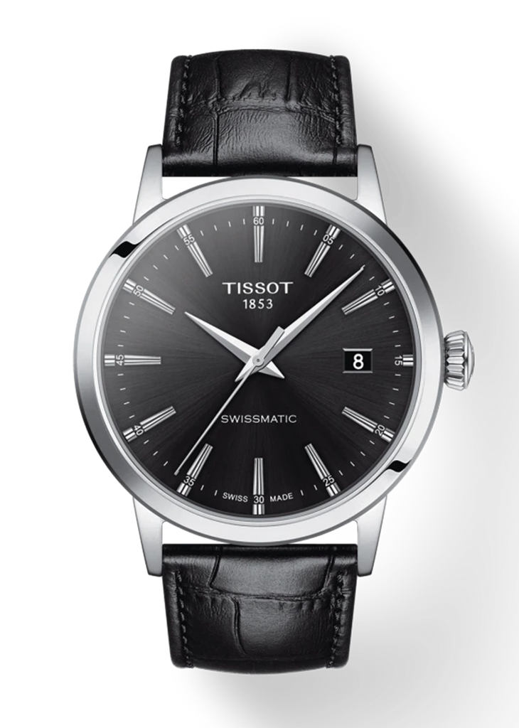 Tissot Gentleman Powermatic 80 Silicium Black Dial Black Leather Strap Watch For Men - T127.407.16.051.00