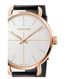 Calvin Klein Even White Dial Black Leather Strap Watch for Women - K7B216C6
