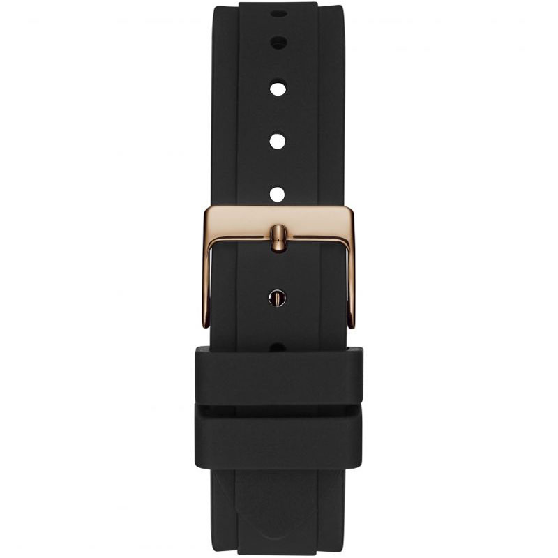 Guess Solstice Diamonds Black Mother of Pearl Dial Black Rubber Strap Watch for Women - GW0113L2